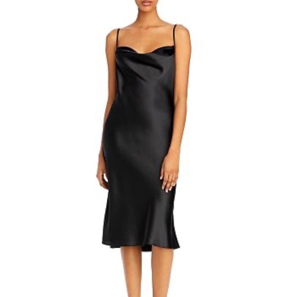 Aqua Black Cowl Neck Slip Dress
